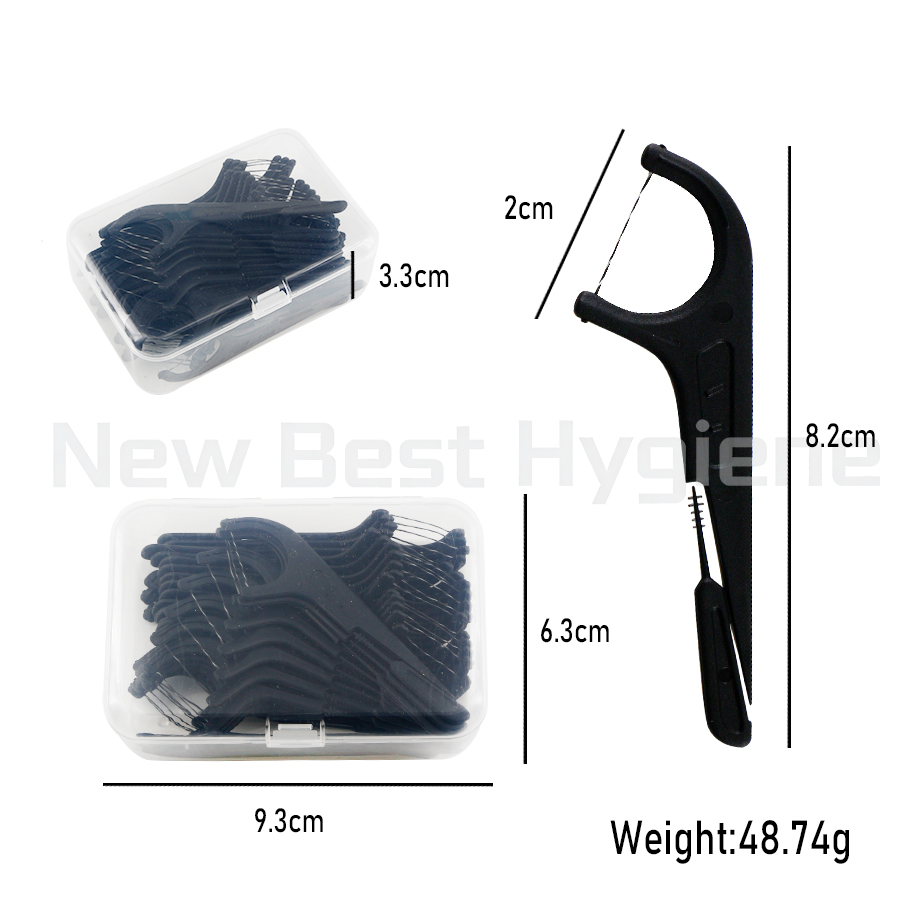 NDP15 2026 New Design Oral Care Eco-Friendly Biodegradable Bamboo Charcoal Dental Floss Pick|Toothpick