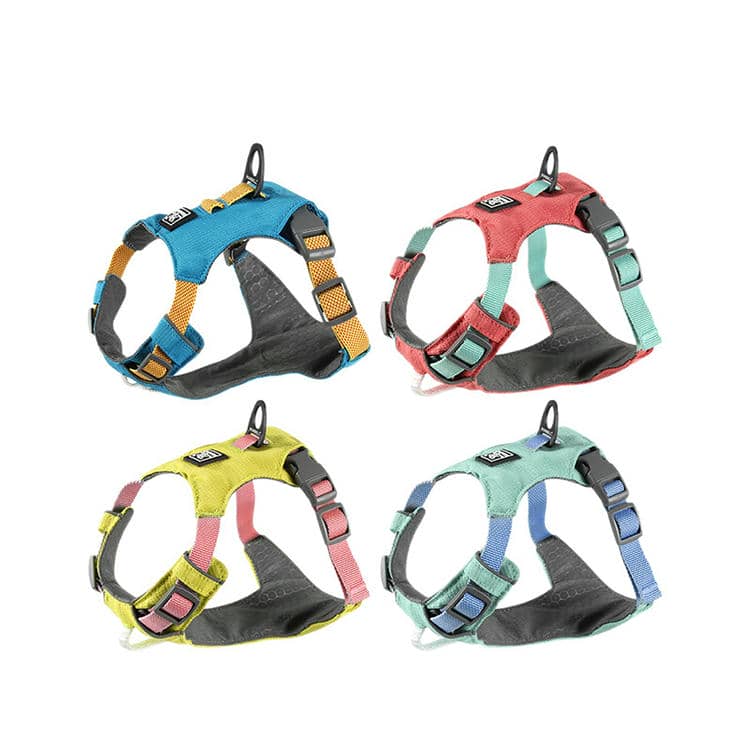 Wholesale Pet Outdoor Walking Harness Popular Nylon Supply Button Closure Solid Pattern Handle Adjustable Colorful Dog Vest