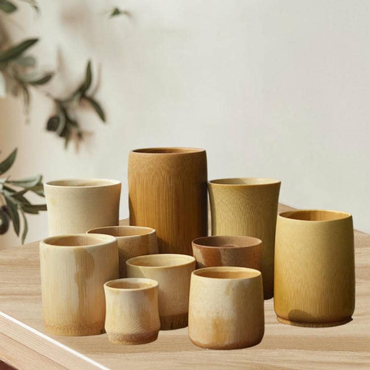 Natural Bamboo Cups Reusable Environment Carbonized